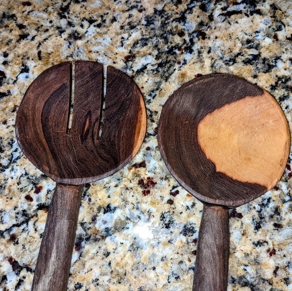 African Teak Salad Serving Spoons from Kenya - Picture 6 of 8